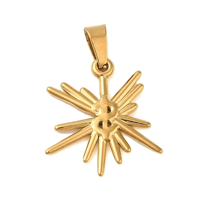 Ion Plating(IP) 304 Stainless Steel Pendants, Dollar Sign Charm