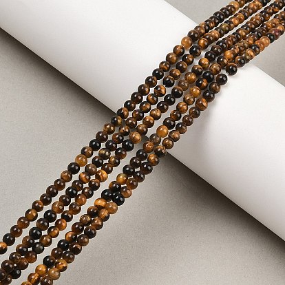 Природных тигровый глаз бисер нитей, круглые, класса AB +