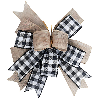 1Рождественские льняные украшения с большими бантами, с перекрученным галстуком, для рождественских украшений