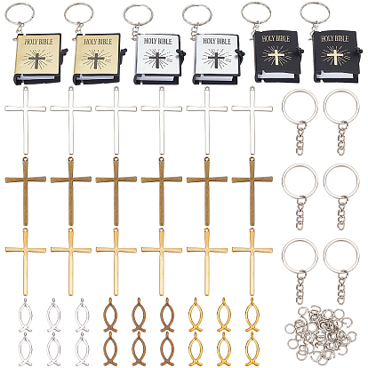 DIY Keychain Making Kit, Including Plastic Keychains, Tibetan Style Alloy Pendants, Iron Split Key Rings & Jump Rings