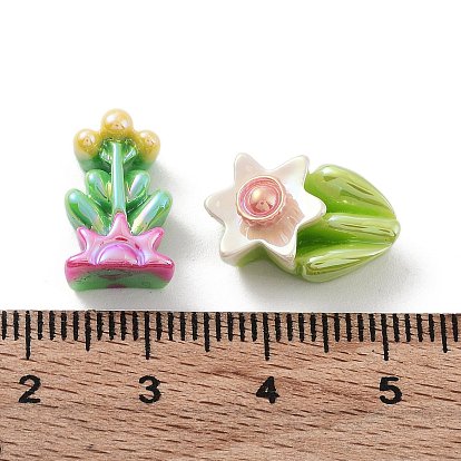 Spring Theme Opaque Resin Decoden Cabochons, AB Color, Flower Mixed Shapes
