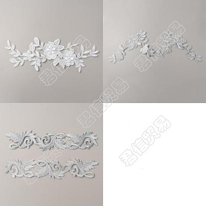 3 Style Flower Polyester Computerized Embroidery Patches, Iron on Appliques