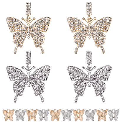 Alloy Pendant Sets, with Crystal Rhinestone, Butterfly