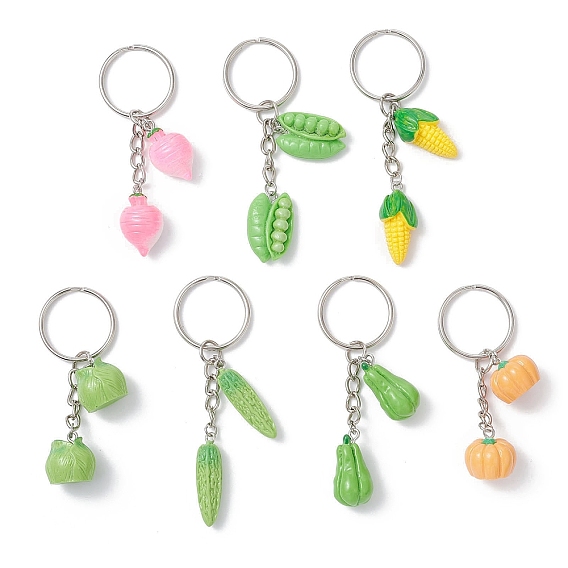 7шт. брелоки из смоляного железа с овощной тематикой, с железными разрезными брелоками