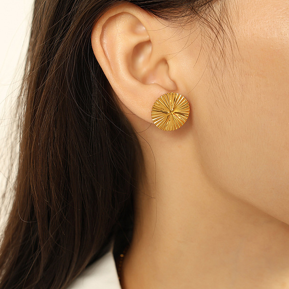 304 из нержавеющей стали серьги, текстурированный плоский круглый