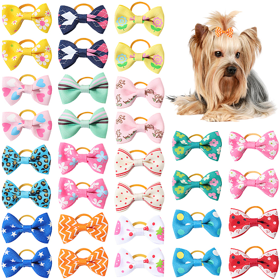 32 шт. 16 цветные резинки для волос из полиэстера с бантом для женщин и девочек, резинка для волос / резинки для волос