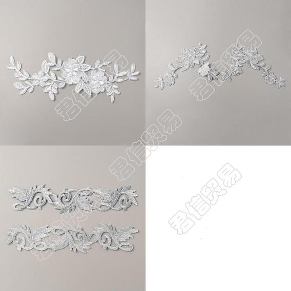 3 Style Flower Polyester Computerized Embroidery Patches, Iron on Appliques