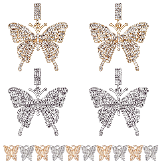 Alloy Pendant Sets, with Crystal Rhinestone, Butterfly