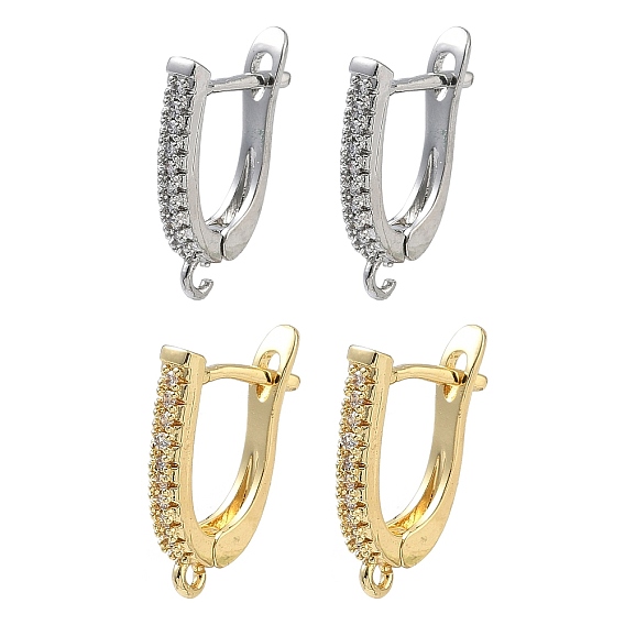 Латунные серьги-кольца из прозрачного кубического циркония, без кадмия и без свинца, долговечный, стойки покрытие, запереть, с петлей