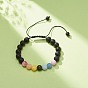Natural Mixed Stone Round Braided Bead Bracelet for Women