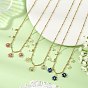 Natural Mixed Stone Faceted Round Beaded Flower Pendant 304 Stainless Steel Satellite Chain Necklaces