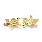 Brass Cubic Zirconia Pendants, Long-Lasting Plated, Lead Free & Cadmium Free, Real 18K Gold Plated, Flower