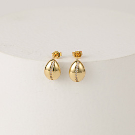 Fashionable Brass Gold-Plated 14K Real Gold Earrings with European and American Style