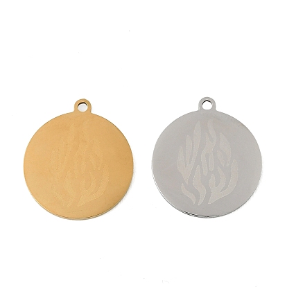 201 подвески из нержавеющей стали, плоский круг с огненными чарами, лазерная резка