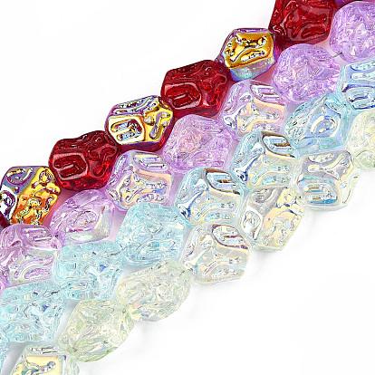 Прозрачность гальванизированные стеклянные бусины нити, самородки, с покрытием AB цвета, с половиным покрытием