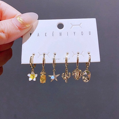 Luxury Fashion Earrings Set - Exquisite Egg Flower Pineapple Turtle Leaf Ear Clips and Pendants.