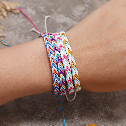Wax Ropes Braided Woven Cord Bracelet, Ethnic Tribal Adjustable Bracelet for Women