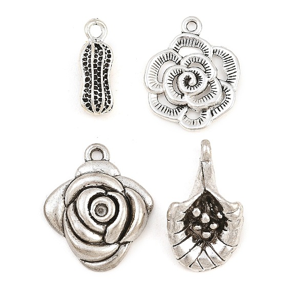 Tibetan Style Alloy Pendants, Flower/Peanut Charms