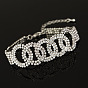 Vintage Double-row Crystal Inlaid Wide Bracelet for Women