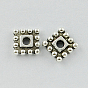 Tibetan Style Beads Alloy Square Spacer Beads, Cadmium Free & Nickel Free & Lead Free, 7x7x2mm, Hole: 2mm, about 640pcs/200g