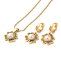 Flower 304 Stainless Steel Jewelry Set, Plastic Pearl Dangle Hoop Earrings and Pendant Necklace