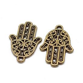 Tibetan Style Alloy Hamsa Hand/Hand of Fatima/Hand of Miriam Pendants, Cadmium Free & Lead Free