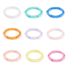 9Pcs 9 Color Candy Color Acrylic Curved Tube Chunky Stretch Bracelets Set for Women