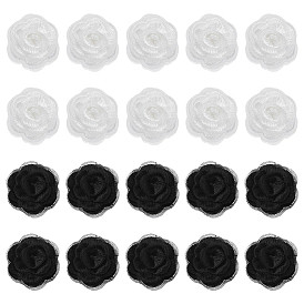 20 шт. 2 цвета 3 аксессуары для украшения в виде цветка розы из полиэстера с компьютерной вышивкой, для костюма, шляпа, пакет