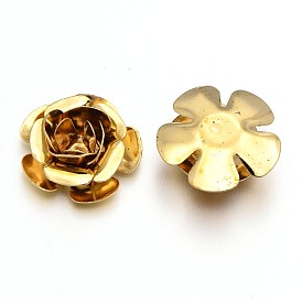 Light Gold Plated Iron 3D Flower Cabochons, 19x7mm