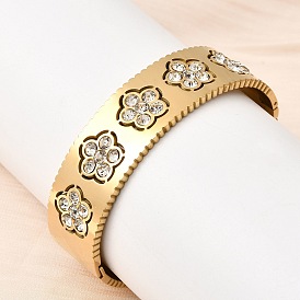 304 Браслеты-подвески из нержавеющей стали с прозрачными кубическими циркониями для женщин, цветок, ионное покрытие (ip), долговечный