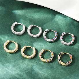 Латунные микро проложить серьги обруча кубического циркония, без кадмия и без свинца, стойки покрытие, долговечный