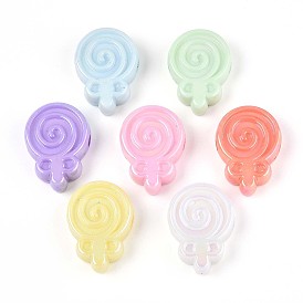 Непрозрачные акриловые бусины с УФ-покрытием, радужный, леденец на палочке