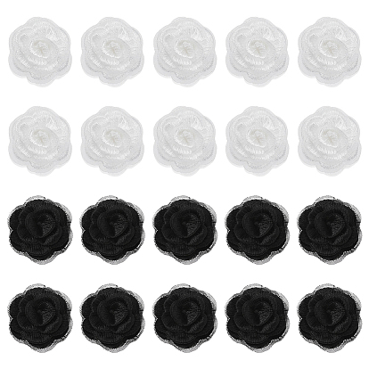 20 шт. 2 цвета 3 аксессуары для украшения в виде цветка розы из полиэстера с компьютерной вышивкой, для костюма, шляпа, пакет