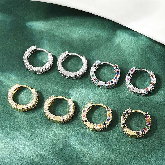 Латунные микро проложить серьги обруча кубического циркония, без кадмия и без свинца, стойки покрытие, долговечный