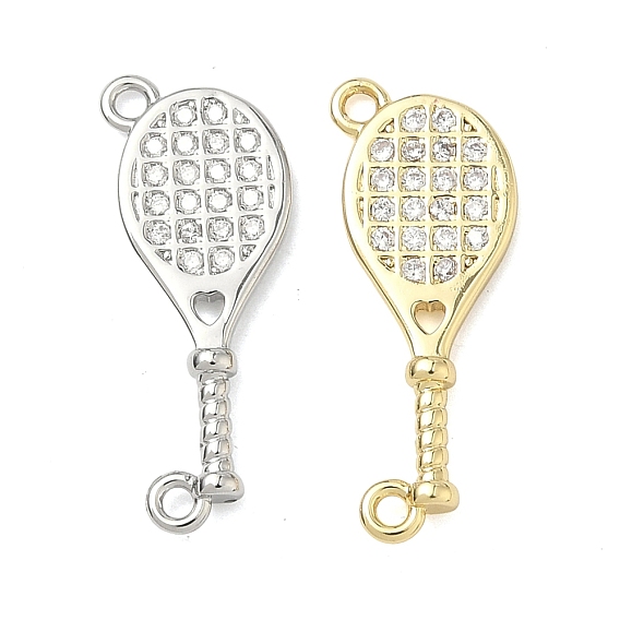 Латунные микропаве прозрачные подвески с фианитом, прелести ракетки, без кадмия и без свинца, долговечный, стойки покрытие