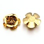 Light Gold Plated Iron 3D Flower Cabochons, 19x7mm
