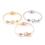 304 Stainless Steel Bangles, with Polymer Clay Rhinestone, Roman Numerals, Crystal