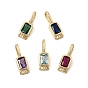Brass Micro Pave Cubic Zirconia Pendants, Rectangle Charms, Rack Plating, Long-Lasting Plated, Cadmium Free & Lead Free, Real 18K Gold Plated