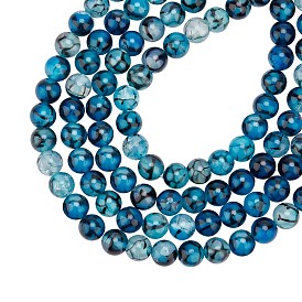 ARRICRAFT Natural Dragon Veins Agate Beads Strands, Dyed, Round