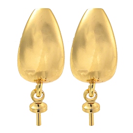 Rack Plating Brass Studs Earrings Finding, Cadmium Free & Lead Free, Long-lasting Plated, Teardrop