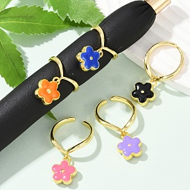 Латунные эмалевые регулируемые открытые манжеты для женщин, цветок, стойки покрытие, прочное покрытие, без кадмия и без свинца