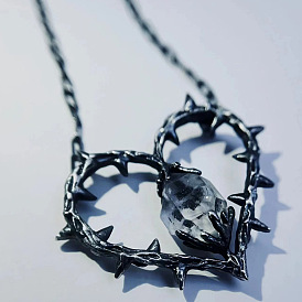 Gothique sorcière coeur épine pendentif unisexe vintage épine amour collier