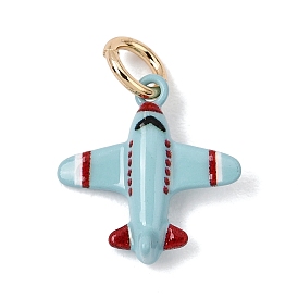 Printed Brass Pendants, Cartoon Airplane Charms, Golden