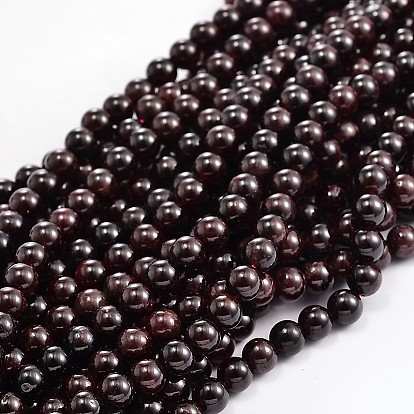 Grenat naturel rangées de perles rondes, 3~4mm, Trou: 1mm, Environ 98 pcs/chapelet, 15.35 pouce