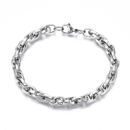 201 Stainless Steel Rope Chain Bracelet, Aries Constellation Pattern Bracelet for Men Women