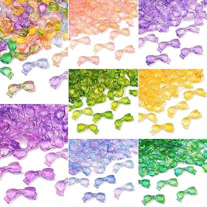 Zweifarbige transparente Acrylperlen, Schleife, mit Glitzerpulver