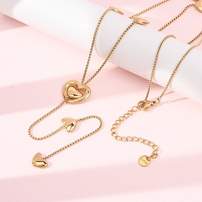 304 Колье-лариата из нержавеющей стали в форме сердца с кисточкой для женщин