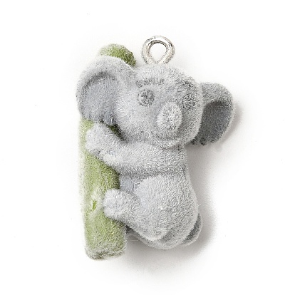 Кулоны из флокированной смолы, коала с бамбуком, с железной платиной петлей