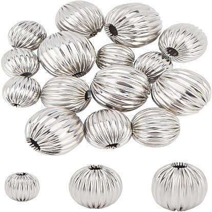 18pcs 3 tailles rondes 304 perles ondulées en acier inoxydable