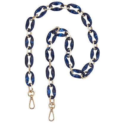 Цепочки для сумочек из овальных смоляных звеньев, Сплав с застежками, для аксессуаров для замены сумок, золотой свет